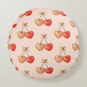 Sweetheart Cherries Round Pillow
