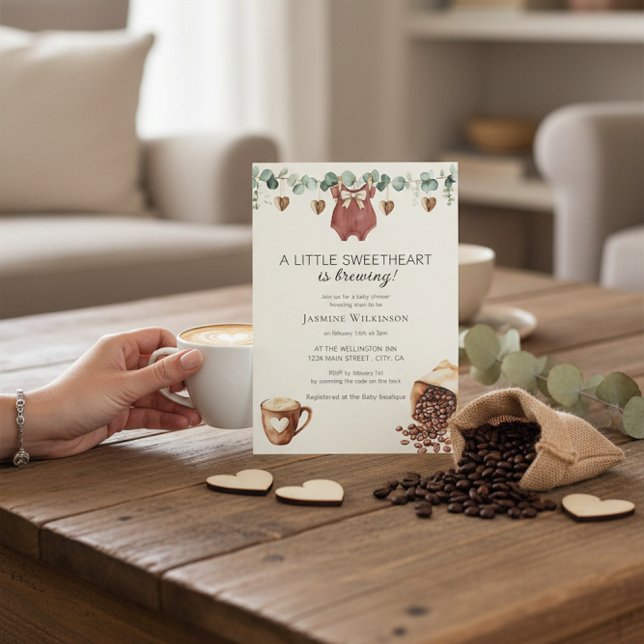 Sweetheart Coffee Brewing Baby Shower Invitation (Creator Uploaded)