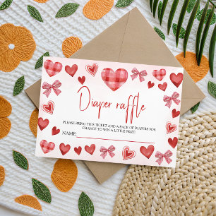 Sweetheart Diaper Raffle Baby Shower Ticket Enclosure Card