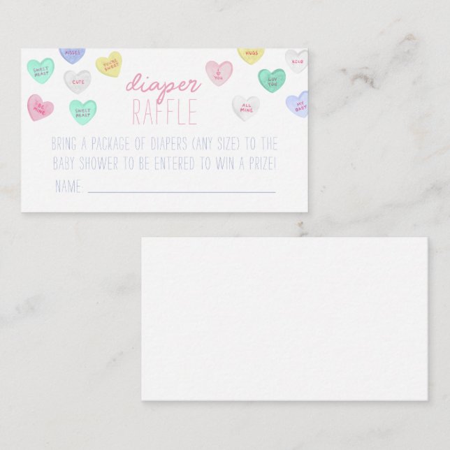 Sweetheart Diaper Raffle Card Insert (Front/Back)