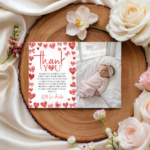 Sweetheart First Birthday Photo Thank You Card