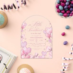 Sweetheart Girl Baby Shower Acrylic Invitations