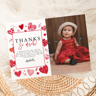 Sweetheart Kids Photo Birthday Party Thank You Card