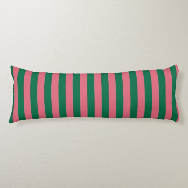 Sweetheart Pink Pickle Green Stripe Body Pillow (Front)