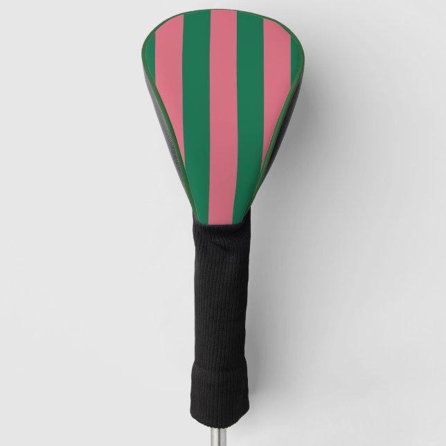 Sweetheart Pink Pickle Green Stripe Golf Head Cover (Front)
