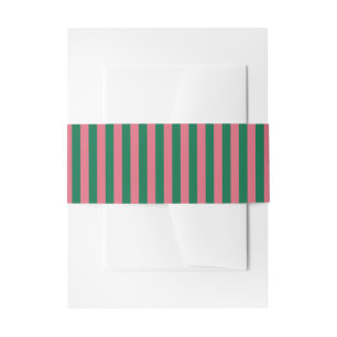 Sweetheart Pink Pickle Green Stripe Invitation Belly Band