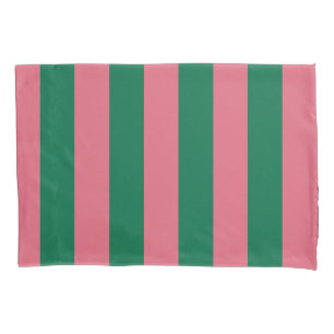Sweetheart Pink Pickle Green Stripe Pillowcase
