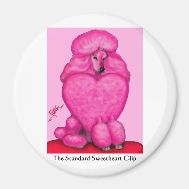 Sweetheart Poodle Round Magnet (Front)