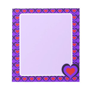 Sweetheart Red & Purple Hearts Notepad