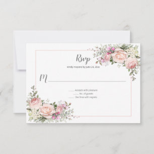 Sweetheart Roses Pink Frame Floral   RSVP Card