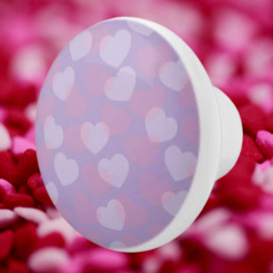 Sweetheart Sprinkle Pink & White Hearts Ceramic Knob