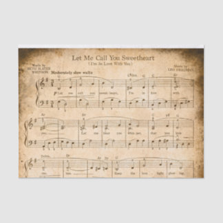 Sweetheart Tissue Paper Decoupage Vintage Music