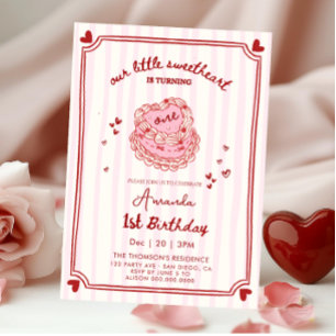 Sweetheart Valentines Hand Drawn Birthday Invitation
