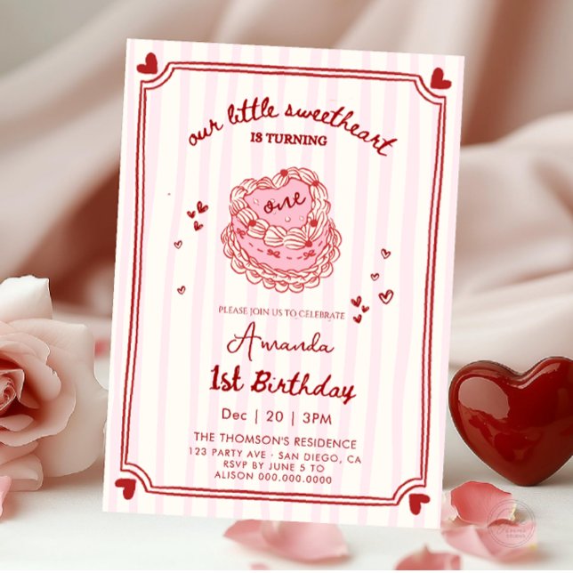 Sweetheart Valentines Hand Drawn Birthday Invitation (Creator Uploaded)