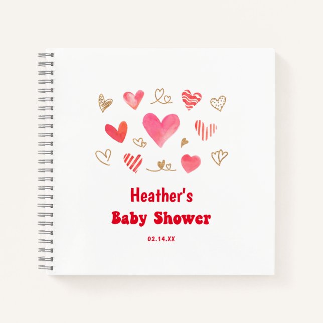 Sweetheart Valentines's Day Baby Shower Guestbook Notebook (Front)