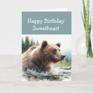 Sweetheart Wild Thing Birthday Grizzly Bear Animal Card