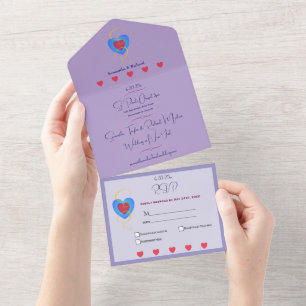 Sweethearts All in One Wedding Invite
