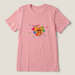 Sweethearts Couple Cartoon Pink Heart T-Shirt - Ro Tri-Blend Shirt