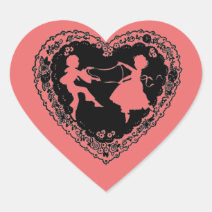 SWEETHEARTS DANCING RETRO VALENTINE'S Sticker