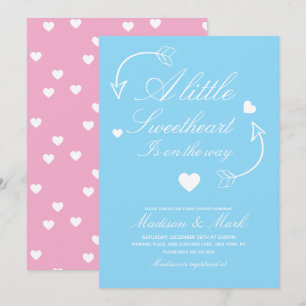 Sweethearts Floating Hearts Blue Baby Shower  Invitation