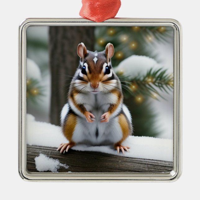 Sweetie Pie Chipmunk Metal Ornament (Front)