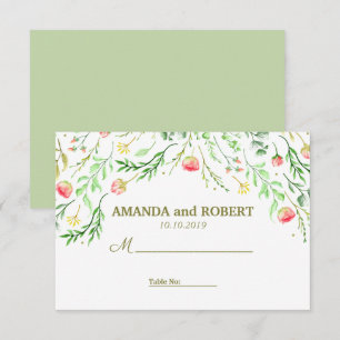 Sweetly Romantic   Floral Wedding Table Place Invitation