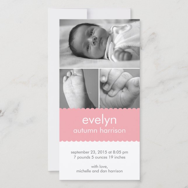 Sweetly Scalloped Baby Birth Announcement (Front)