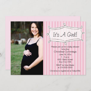 Sweetly Striped Baby Shower Photo Invitation