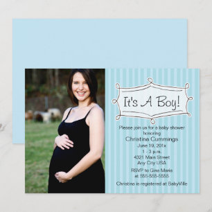 Sweetly Striped Baby Shower Photo Invitation