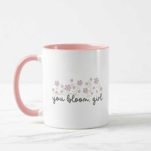 Sweetness Charming Pink You Bloom Girl Handwritten Mug (Left)