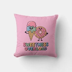 Sweetness Overload Doughnut & Ice Cream Kids Throw Pillow