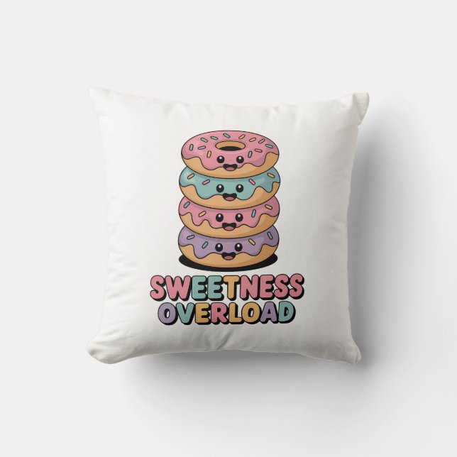 Sweetness Overload | Doughnut Kids Throw Pillow (Front)