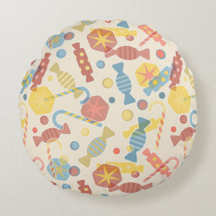 Sweets And Candy Pattern Round Pillow
