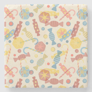 Sweets And Candy Pattern Stone Coaster