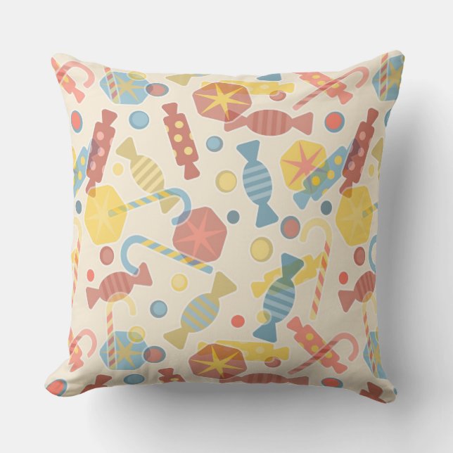 Sweets And Candy Pattern Throw Pillow (Front)