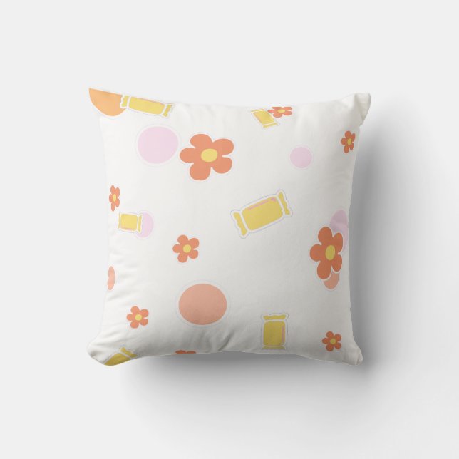 sweets and flowers throw pillow (Front)