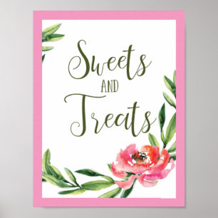 Sweets and Treat Pink and Green Floral Sign
