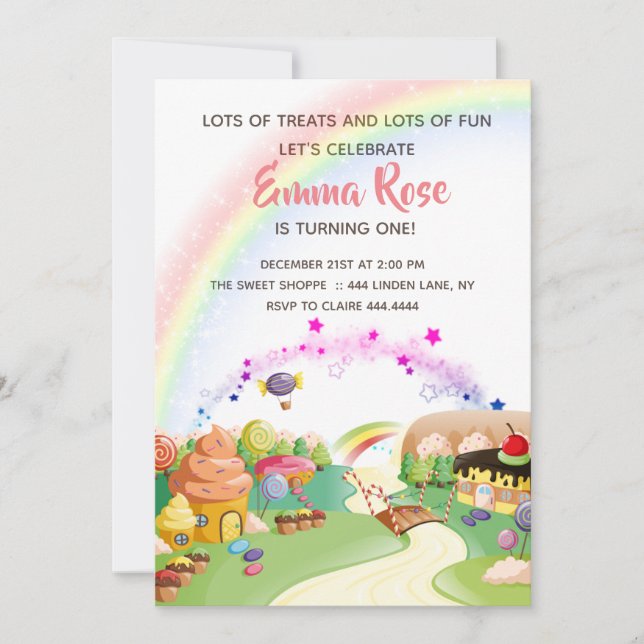 Sweets and Treats Candy land Birthday Invitation (Front)