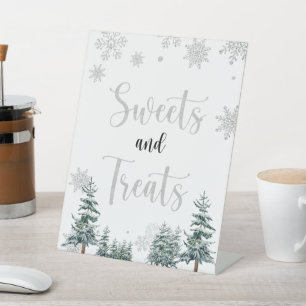 Sweets and Treats sign, silver glitter sign