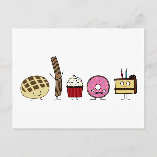 Sweets bread pan dulce churro doughnut cake cupcak postcard (Front)