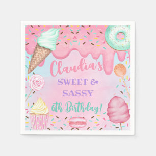 Sweets Candy girl birthday paper napkins, ANY AGE. Napkin