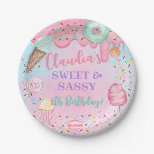 Sweets Candy girl birthday paper plates, ANY AGE. Plate