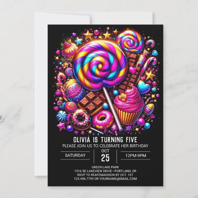 Sweets Custom Candyland Digital Birthday Invitation (Front)