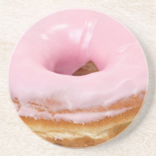 Sweets Dessert Food Pink Frosted Doughnut Coaster