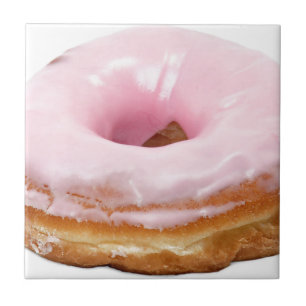 Sweets Dessert Food Pink Frosted Doughnut Tile