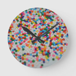 Sweets Dessert Rainbow Pattern Cake Cupcake Art Round Clock