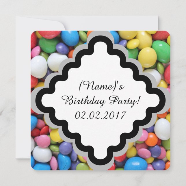 Sweets - Kids Birthday Party Card Invitation (Front)