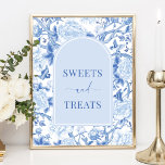 Sweets & Treats Blue White Chinoiserie Bridal Sign<br><div class="desc">This chinoiserie-inspired design features elegant botanical florals and greenery in delft blue and white. Personalize the invite with your details and if you want to further re-arrange the style and placement of the text,  please press the "Click to customize further" button.</div>