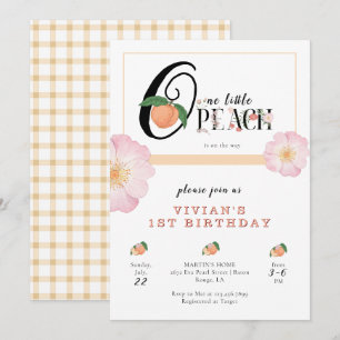 Sweety Little Peach 1st Birthday Invitation