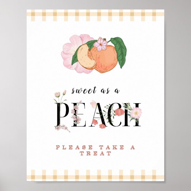 Sweety Little Peach Favour Sign (Front)